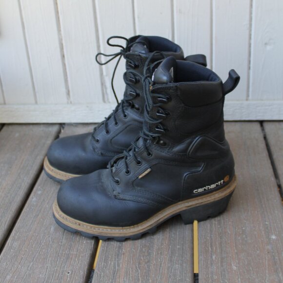 Carhartt Black Leather Composite Toe Safety Work Boots Womens 8.5 - Picture 1 of 7